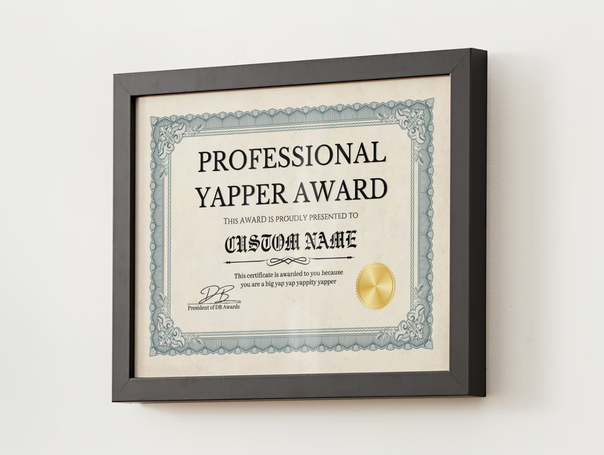 PROFESSIONAL YAPPER AWARD